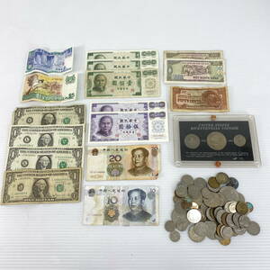 2404XXX-006 外国紙幣 シンガポール計6ドル アメリカ/中国 中国人民銀行等 旧紙幣 硬貨総重量約390.4g等 外貨おまとめ