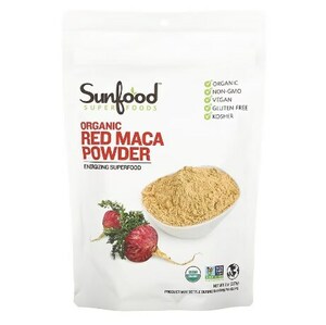 【5個セット】Sunfood 未加工オーガニックレッドマカパウダー 227g（8oz）