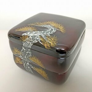 金銀松・漆器・二段・重箱・No.230525-05・梱包サイズ60