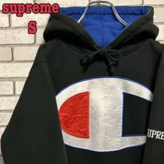 Supreme×Champion☆ビッグロゴ 刺繍ロゴ プルオーバーパーカー S