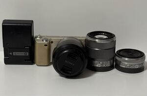 【稼働品】SONY α NEX-5 ミラーレス一眼カメラ SEL16F28 SEL1855×2レンズ ソニー デジタルカメラ デジカメ 本体 充電器 バッテリー 1円〜