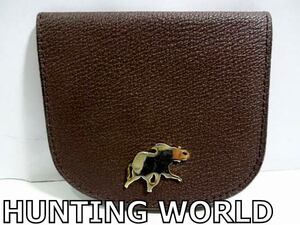 X5A016◆本物◆ ハンティングワールド HUNTING WORLD スペイン製 本革レザー ブラウン 小銭入れ コインケース 財布