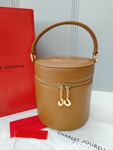 【美品】CHARLES JOURDAN バニティバッグ キャメル