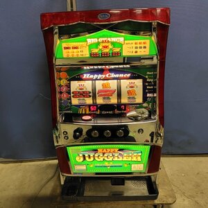 動作確認済　北電子 HAPPY JUGGLER ハッピージャグラー V8 パチスロ スロット 実機 コイン機 コイン500枚付 100V ドアキー 設定キー