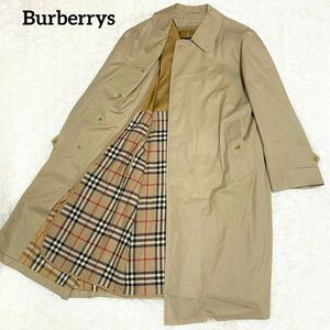 B58 Burberrys　バーバリー　ステンカラーコート　カーキ　ベージュ系　170表記（M相当）　ライナー付　ノバチェック