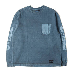 美品 NEIGHBORHOOD Tシャツ サイズ:M 24AW ピグメントダイ加工 ロングスリーブ ポケット Tシャツ (PIGMENT DYED CREWNECK LS) ネイビー