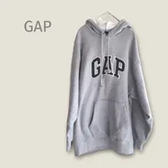 ギャップ　GAP 【L】フードパーカー　裏起毛　スウェット　ロゴ　グレー　綿