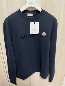 Mサイズ【未使用】MONCLER レタリングロゴ スウェット　ネイビー色　Navy　トレーナー 本物保証　◆定価９万円◆