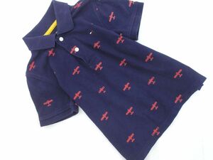 ネコポスOK TOMMY HILFIGER トミーヒルフィガー カノコ 総柄 ポロシャツ sizeXS(106〜113cm)/紺 ■◆ ☆ ega3 子供服