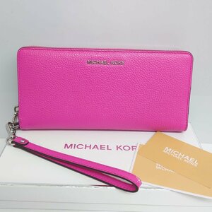 【77】MICHAEL KORS マイケルコース JETSET トラベル コンチネンタル ウォレット 大容量 多機能 リストストラップ付 レディース 良品