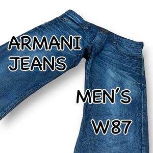 ARMANI JEANS アルマーニジーンズ USA33 ウエスト87cm イタリア製 ダメージ加工 ノンストレッチ メンズ ジーンズ デニム M2265