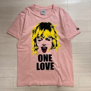 TMT/ティーエムティー/ONE LOVE PEACE S/S TEE/両面プリント/半袖Tシャツ/ピンク/Mサイズ/ピースロゴラインストーン