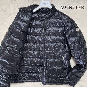 極美品★MONCLER モンクレール ACORUS GIUBBOTTO ダウンジャケット ライダース ブルゾン アウター Mサイズ 高級感 軽量 ブラック 黒 メンズ