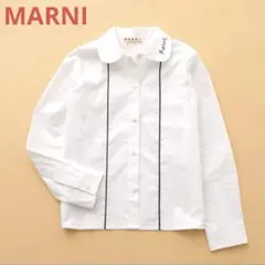 マルニ　MARNI　キッズ女の子コットン　長袖　刺繍ロゴ　長袖シャツ　Mホワイト