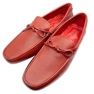 【未使用】TODS トッズ Ferrari フェラーリ シューズ ローファー ドライビングシューズ 靴 レザー レッド [サイズ 10 (約29cm)]