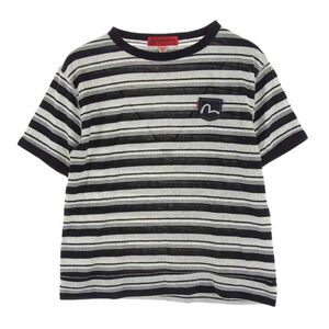 EVISU エヴィス YAMANE ヤマネ カモメ ボーダー 半袖 Ｔシャツ ブラック系 グレー系 36【中古】