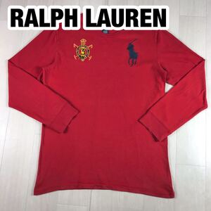 POLO BY RALPH LAUREN ポロ バイ ラルフローレン 長袖Tシャツ ロンT XL(18-20) レッド 刺繍ポニー ワッペン ユースサイズ