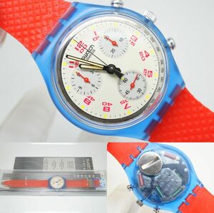 E55●作動良好 箱付 未使用デッドストック Swatch スウォッチ スイス製 JFK SCN103 クロノグラフ 1992年製 メンズ腕時計 お洒落 クォーツ