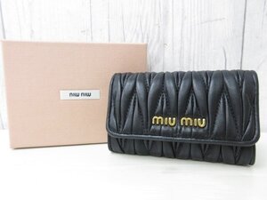 極美品 miumiu ミュウミュウ ダイヤグラム キーケース 6連 レザー 黒 78865