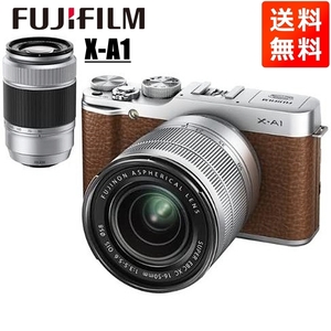 富士フイルム FUJIFILM X-A1 16-50mm 50-230mm ダブルズームレンズキット ブラウン ミラーレス一眼 カメラ 中古