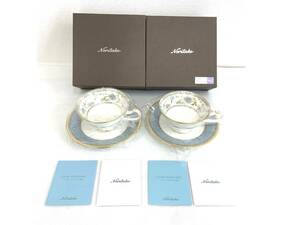 【D295】未使用 ノリタケ Noritake ヨシノ YOSHINO カップ＆ソーサー ペア セット グレー 2客 ティーカップ コーヒーカップ 送料無料♪