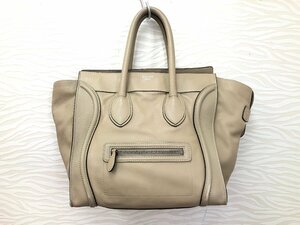 送料無料 CELINE セリーヌ ラゲージ ミニ ショッパー ハンドバッグ レザー デューン ベージュ レディース 付属品あり