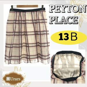 PEYTON PLACE ペイトンプレイス スカート ミニ ウエストゴム チェック柄 13B 麻 日本製 古着 レディース