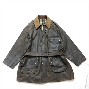 80s 1984年 　BARBOUR SOLWAYZIPPER c44 オリーブ　ビンテージ　バブアー　ソルウェイジッパー 2クラウン　無刻印　棒ジップ