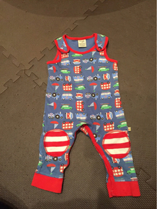 frugi フルーギ オーガニックコットン カバーオール つなぎ パンツ ロンパース 車 乗り物 3～6m 60 70 サイズ ベビー キッズ 赤ちゃん 子供