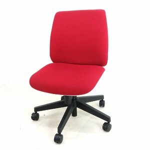 大量在庫 PLUS プラス U CHAIR ユーチェア KC-UC50SEL 肘無オフィスチェア レッド 事務椅子 布 ホワイトシェル EG15510 中古オフィス家具