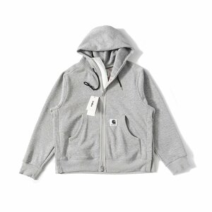 Sacai Carhartt WIP FW23 カーハート シリーズ ソリッドカラー ロゴジッパー フード付き ラグラン スウェットシャツ 男女兼用 2サイズ