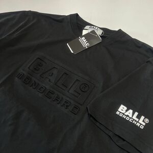 ●送料390円可能商品 ボール BALL 新品 メンズ イタリア発人気ブランド エンボス加工 半袖 Tシャツ 黒 [54128-99-L]一 三 弐★QWER