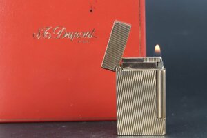 【美品】S.T.Dupont デュポン Dライン ゴールド 高級ガスライター 着火確認済み 喫煙具 煙草【QS47】