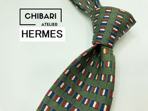 HERMES　エルメス　国旗柄 ネクタイ 3本以上 送料無料 メンズ グレイ　1205036