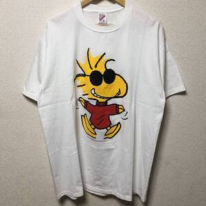 美品 90s PEANUTS 両面プリント SNOOPY スヌーピー ウッドストック Tシャツ XL ピーナッツ