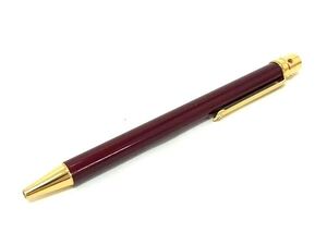 1円 ■美品■ Cartier カルティエ サントス ツイスト式 ボールペン 筆記用具 文房具 ステーショナリー ボルドー系×ゴールド系 FF8152