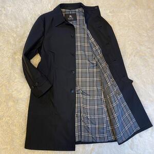 【極美品/L】バーバリーブラックレーベル ステンカラーコート メガノバチェック BURBERRY BLACK LABEL ジャケット アウター ブルゾン 黒 