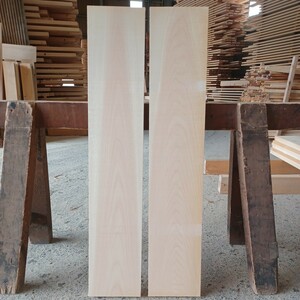 B-1673【98.5×18.9/19×2cm】国産ひのき　板　2枚セット　テーブル　棚板　看板　一枚板　無垢材　桧　檜　DIY