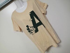 kkyj3420 ■ ユニクロ ■ UU Tシャツ カットソー トップス 半袖 ドロップショルダー ミッキーマウス コットン 黄色 イエロー クリーム色 XL