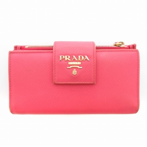 プラダ PRADA サフィアーノメタル 二つ折り財布 小銭入れ カードケース PVC メタルロゴ 1ML005 ピンク ■SM3 レディース