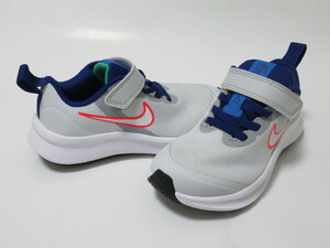 NIKE STAR RUNNER 3 PSV 白 青 赤 17cm ナイキ スターランナー キッズ 運動靴 ベルクロ ピュアプラチナム DA2777-013