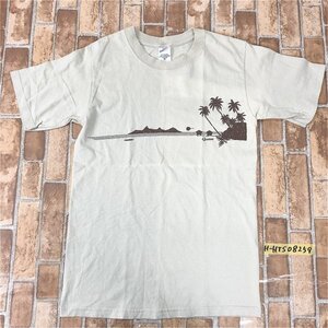 GUAM グアム メンズ ヤシの木 プリント スーベニア 半袖Tシャツ anvil製 Ｓ ベージュ × 茶