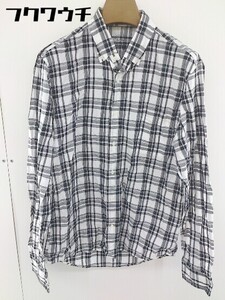 ◇ ◎ UNITED ARROWS ユナイテッドアローズ チェック 長袖 シャツ ブラウス サイズL ブラック ホワイト メンズ