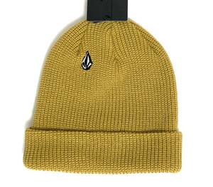 VOLCOM ボルコム D5832202HGD① ビーニー FullStoneBeanie ニット帽 ロゴ刺繍 Logo ハニー・ゴールド色 金 ヴォルコム 新品 即決 送料無料