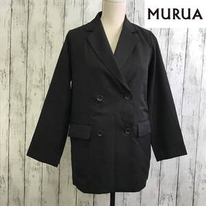 MURUA　ムルーア　パウダーツイルダブルオーバージャケット　Fサイズ　ブラック　肌触りの良い　S10-175　USED