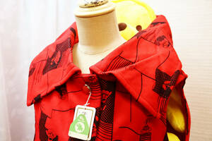 323　昭和のファッション　レトロ　ママコート　ままコート　かわいい　花がら　赤　送料無料　長期保管品　新古品　値札あり　
