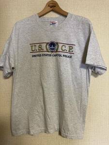 US古着　90s Hanes Tシャツ　U.S CP　アメリカ警察もの　スーベニアＴシャツ