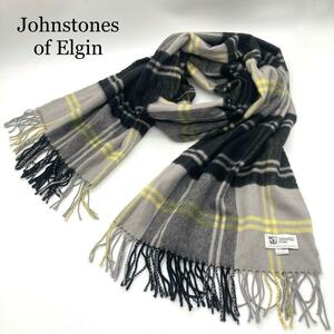 【未使用級】Johnstones of Elgin マフラー カシミヤ 大判 黒