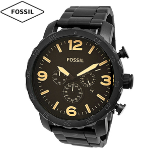 FOSSIL フォッシル 腕時計 新品・アウトレット NATE JR1356 ブラウン文字盤 メンズ クォーツ ブラックベルト 並行輸入品 送料無料