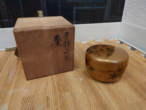 sr1234 009 茶道具 棗 茶器 箱付き 金色 現状品 中古